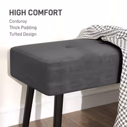 HOMCOM End of Bed Bench with Thick Padding and Steel Legs for Entryway, Grey