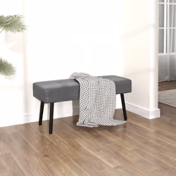 HOMCOM End of Bed Bench with Thick Padding and Steel Legs for Entryway, Grey - Additional view 5