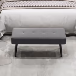HOMCOM End of Bed Bench with Thick Padding and Steel Legs for Entryway, Grey - Additional view 6