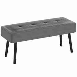 HOMCOM End of Bed Bench with Thick Padding and Steel Legs for Entryway, Grey - Additional view 7