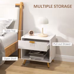 HOMCOM Small Table With Drawer, Open Compartment and Handle, White - Additional view 4