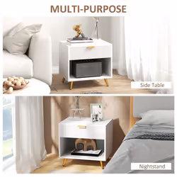 HOMCOM Small Table With Drawer, Open Compartment and Handle, White - Additional view 5