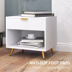 HOMCOM Small Table With Drawer, Open Compartment and Handle, White - Additional view 6