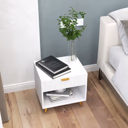 HOMCOM Small Table With Drawer, Open Compartment and Handle, White - Additional view 7