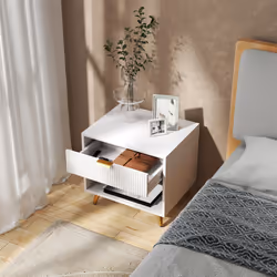 HOMCOM Small Table With Drawer, Open Compartment and Handle, White - Additional view 8