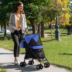 PawHut Lightweight Foldable Dog Stroller for Mini Dogs, Dark Blue