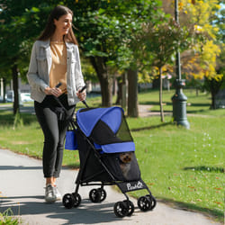 PawHut Lightweight Foldable Dog Stroller for Mini Dogs, Dark Blue