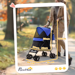 PawHut Lightweight Foldable Dog Stroller for Mini Dogs, Dark Blue