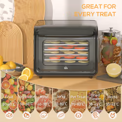 HOMCOM Food Dehydrator with 6 Stainless Steel Tray, for Fruit, Meat, Black