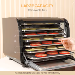 HOMCOM Food Dehydrator with 6 Stainless Steel Tray, for Fruit, Meat, Black - Additional view 5