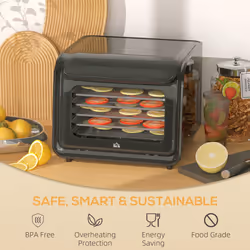 HOMCOM Food Dehydrator with 6 Stainless Steel Tray, for Fruit, Meat, Black - Additional view 6