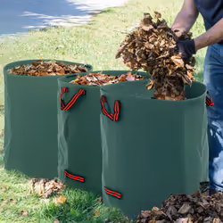 Outsunny Garden Waste Bags, 272L x 3 Heavy Duty Garden Sacks, Green