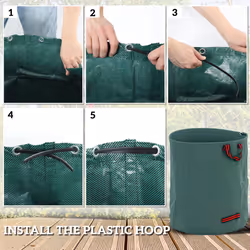 Outsunny Garden Waste Bags, 272L x 3 Heavy Duty Garden Sacks, Green