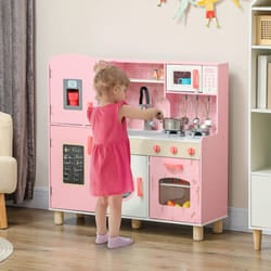 AIYAPLAY Play Kitchen Kids Kitchen Set with Lights and Sounds, Pink