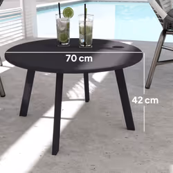Outsunny 70cm Round Coffee Table with Non-Slip Foot Pads, Black