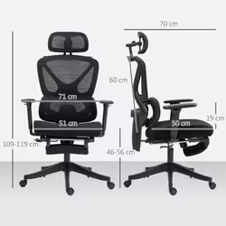 HOMCOM Executive Office Chair, Recliner Computer Chair with Footrest, Black