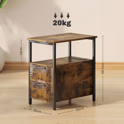 HOMCOM Bedside Table with Charging Station for Living Room, Rustic Brown - Additional view 6