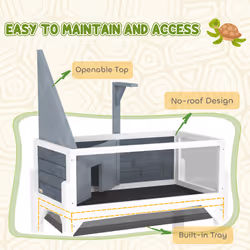 PawHut Wooden Tortoise House with Storage Shelf, Clear Observation Windows - Additional view 4