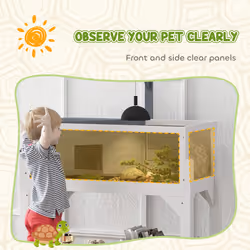 PawHut Wooden Tortoise House with Storage Shelf, Clear Observation Windows - Additional view 6