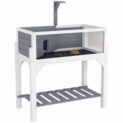 PawHut Wooden Tortoise House with Storage Shelf, Clear Observation Windows - Additional view 8