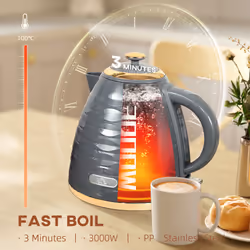 HOMCOM Electric Kettle, Fast Boil, 1.7L, 3kW, Swivel, Grey Ripple - Additional view 5