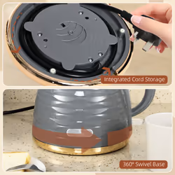 HOMCOM Electric Kettle, Fast Boil, 1.7L, 3kW, Swivel, Grey Ripple - Additional view 6