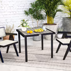 Outsunny Garden Table for 4 Person with 5.4cm Parasol Hole, Light Grey