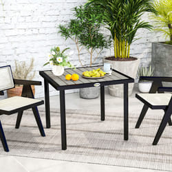 Outsunny Garden Table for 4 Person with 5.4cm Parasol Hole, Light Grey