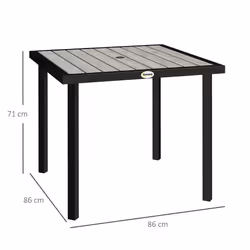 Outsunny Garden Table for 4 Person with 5.4cm Parasol Hole, Light Grey