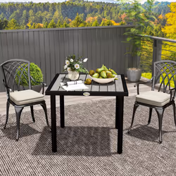 Outsunny Garden Table for 4 Person with 5.4cm Parasol Hole, Light Grey - Additional view 5