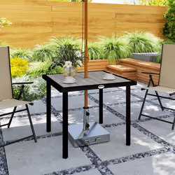 Outsunny Garden Table for 4 Person with 5.4cm Parasol Hole, Light Grey - Additional view 7