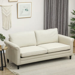 HOMCOM Modern 3 Seater Sofa for Living Room, Fabric Couch Settee - Cream