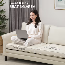 HOMCOM Modern 3 Seater Sofa for Living Room, Fabric Couch Settee - Cream