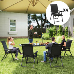 Outsunny 4PCS Folding Chair w/ Breathable Mesh Fabric Seat, Black