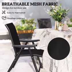 Outsunny 4PCS Folding Chair w/ Breathable Mesh Fabric Seat, Black