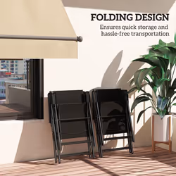 Outsunny 4PCS Folding Chair w/ Breathable Mesh Fabric Seat, Black