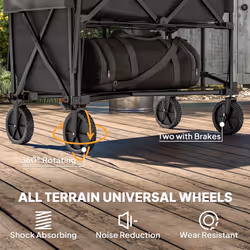 Outsunny Double Decker Folding Trolley Cart on Wheels, 200KG Capacity Black