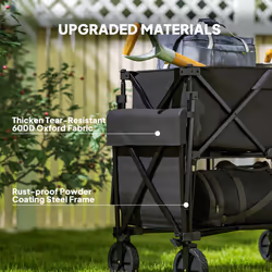 Outsunny Double Decker Folding Trolley Cart on Wheels, 200KG Capacity Black - Additional view 6