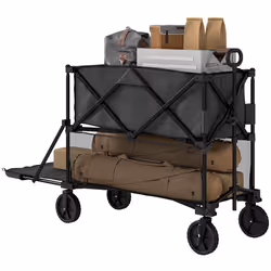 Outsunny Double Decker Folding Trolley Cart on Wheels, 200KG Capacity Black - Additional view 7
