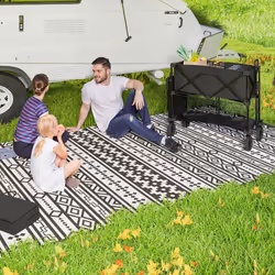 Outsunny Double Decker Folding Trolley Cart on Wheels, 200KG Capacity Black - Additional view 8