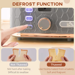 HOMCOM Toaster with 4 Slot, 7 Browning Levels, 1600W, Grey Honeycomb