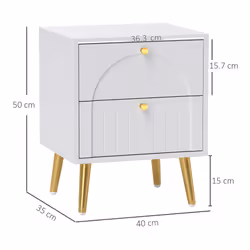 HOMCOM 2-Piece Bedside Tables Set with 2 Drawers for Bedroom, White