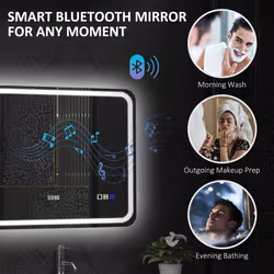 HOMCOM 600 x 800 mm Illuminated Bathroom Mirror with Bluetooth Clock Silver