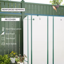 Outsunny 3 Tier Lean-to Mini Greenhouse with Green Hemmed Edging, White