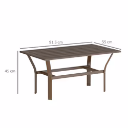 Outsunny Metal Garden Coffee Table with Slatted Tabletop, Brown