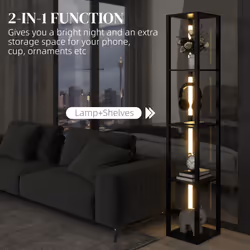 HOMCOM Floor Lamp for Living Room, Standing Lamp with Foot Switch, Black