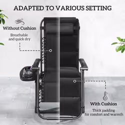 Outsunny 2 Pieces Zero Gravity Chairs, Reclining Folding Sun Lounger, Black