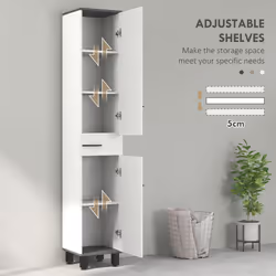 HOMCOM Bathroom Cabinet with Adjustable Shelves, Double Doors and Drawer - Additional view 4