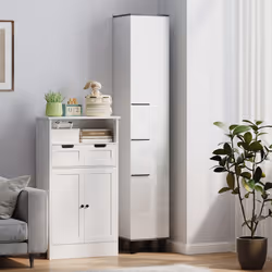 HOMCOM Bathroom Cabinet with Adjustable Shelves, Double Doors and Drawer - Additional view 6