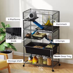 PawHut 5 Levels Rolling Small Animal Cage with Non Slip Cloth Covered Ramps - Additional view 4